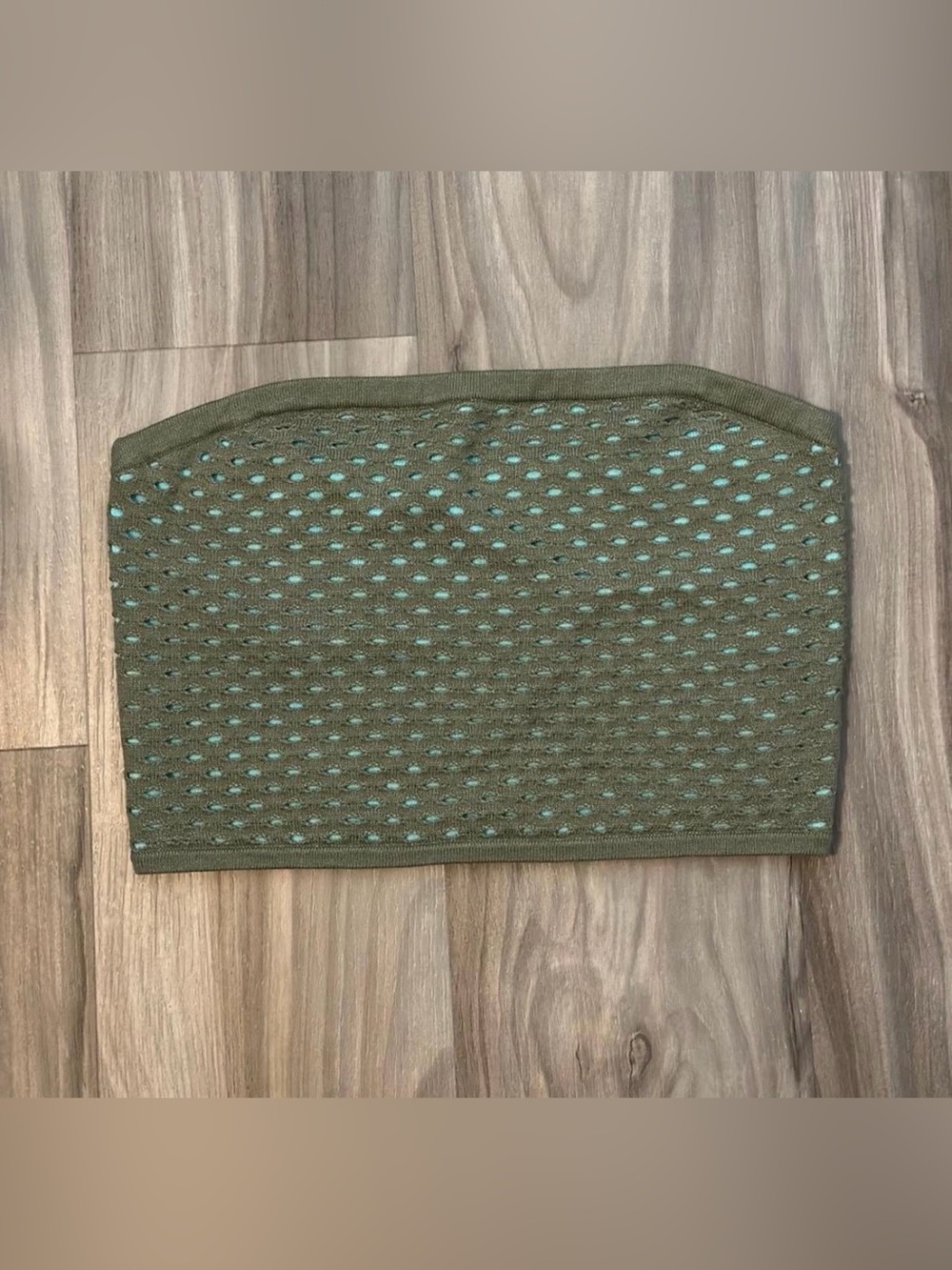 aerie Olive and Turquoise Strapless Sweater Top